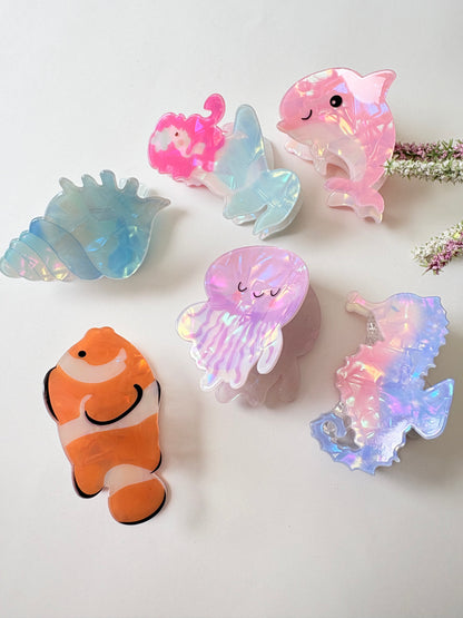 Ocean theme claw clips
