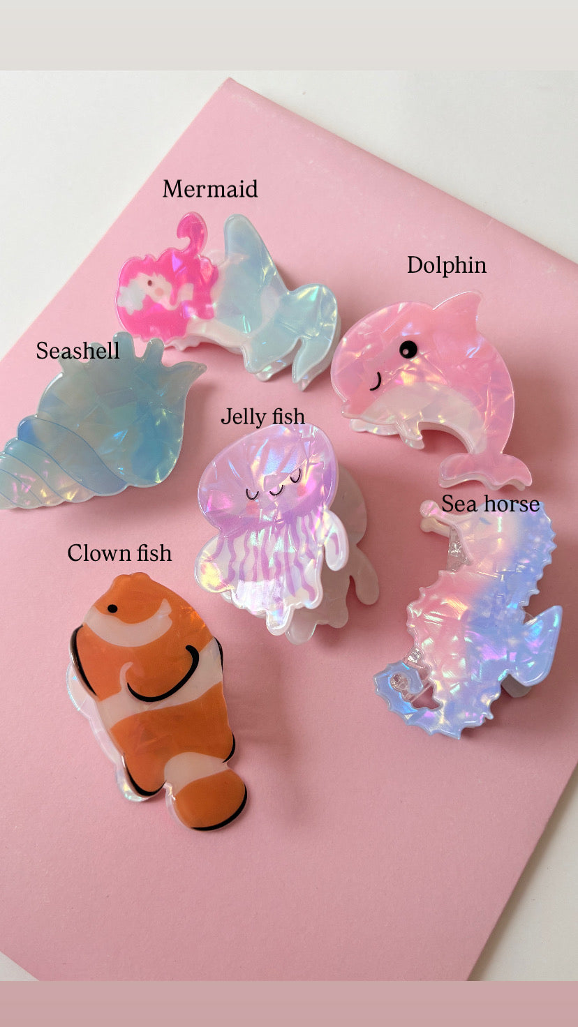 Ocean theme claw clips