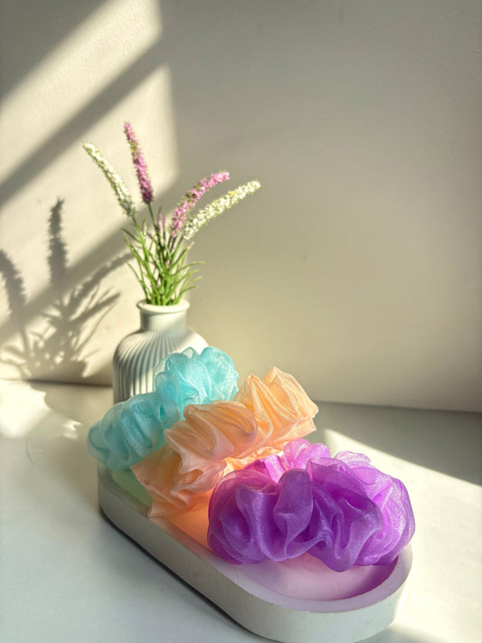 Pastel Parade (set of 3 regular size organza scrunchies)
