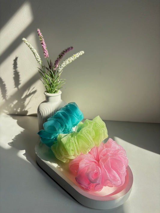 Cotton candy( set of 3 regular organza scrunchies)