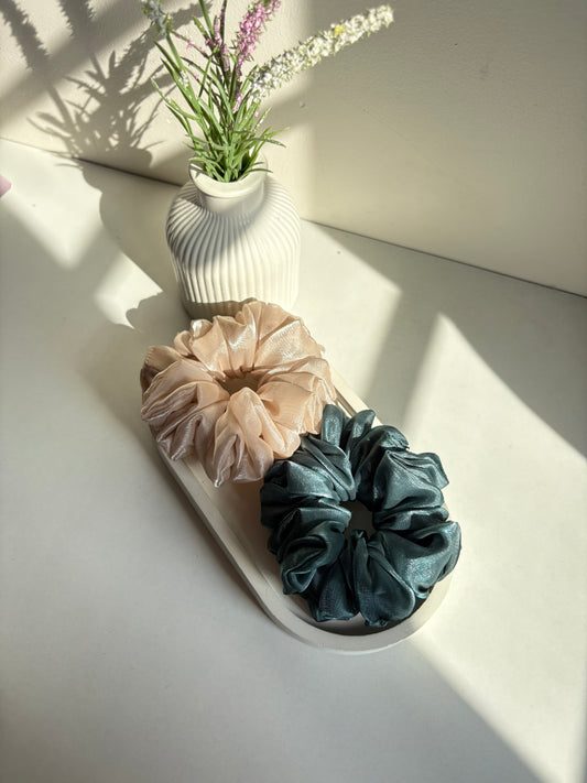 Dusk and dew combo (set of 2 regular size soft organza scrunchies)